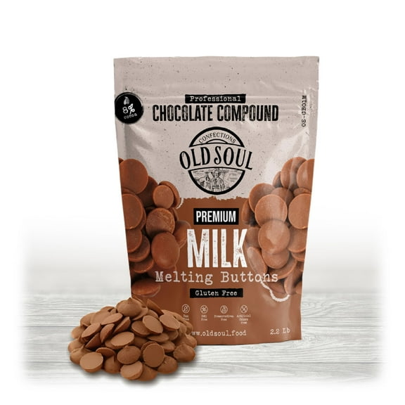 OLDSOUL Chocolate Compound Buttons 2.2 lb | Milk Chocolate 8% Real Cocoa | Smooth Melting | Perfect for Baking & Desserts