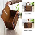 thumbnail image 2 of 3X Picnic Woven Basket Wicker Storage Bag Handle Folded Fruit Shopping Food Handle Rattan Grass Foldable Bamboo Basket B, 2 of 7
