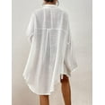 thumbnail image 3 of Bsubseach Blouse Tops Swim Cover Ups for Women Button Down Beach Shirt Dress Bathing Suit Cover Ups for Swimwear Bikini White, 3 of 14
