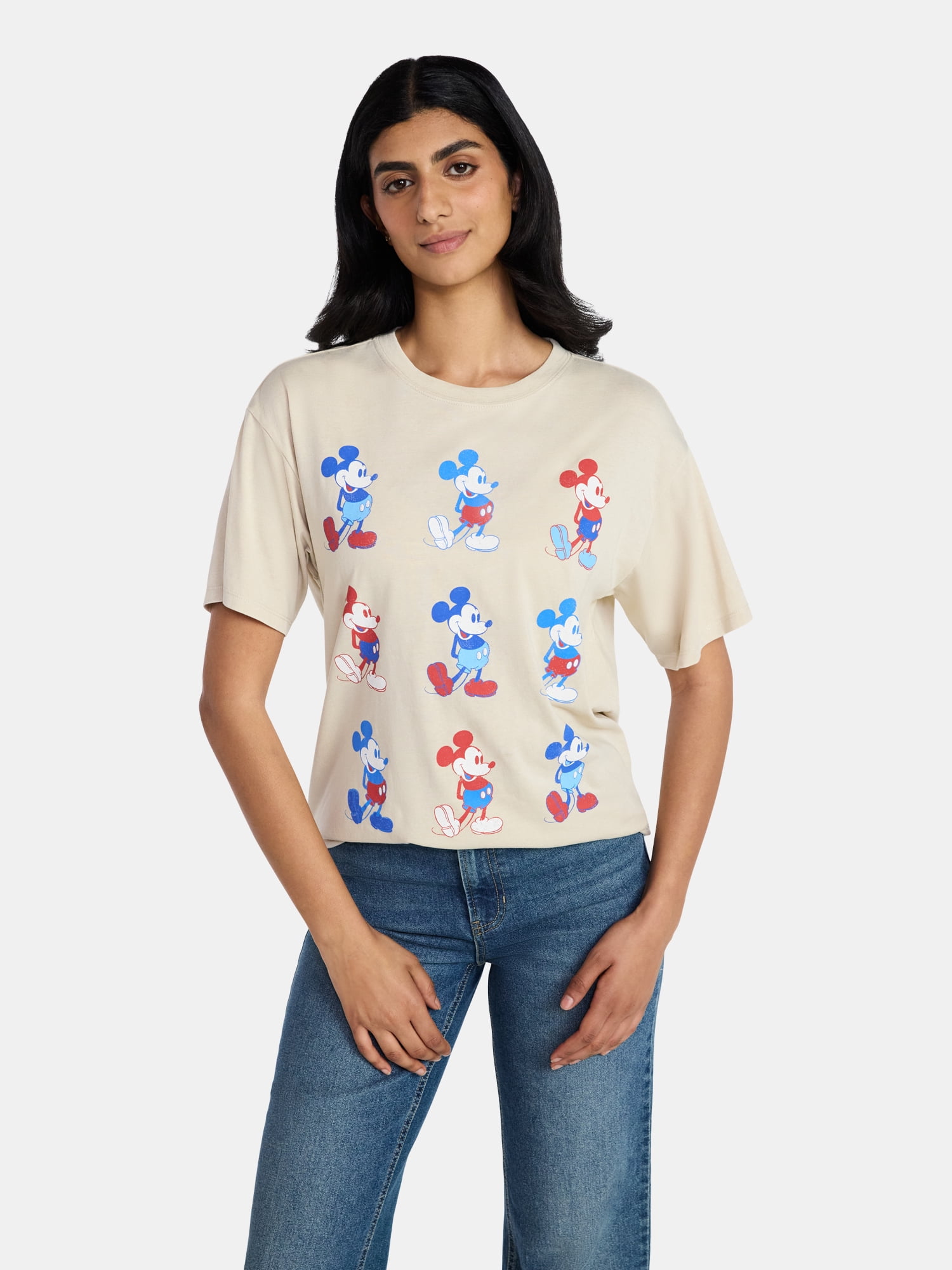 Disney Women's Mickey 76 USA Graphic Tee with Short Sleeves, Sizes