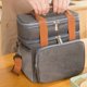 thumbnail image 3 of Bolsa de Almuerzo Cruzada, Bolso de Doble Capa con Capacidad, Bolsa de Almuerzo con Aislamiento TéRmico, PortáTil para Picnic Al Aire Libre, Negro, 3 of 5