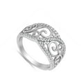 thumbnail image 4 of CHOOSE YOUR COLOR Clear CZ Filigree Vintage Swirl Knot Ring .925 Sterling Silver Band White Female Size 6, 4 of 4