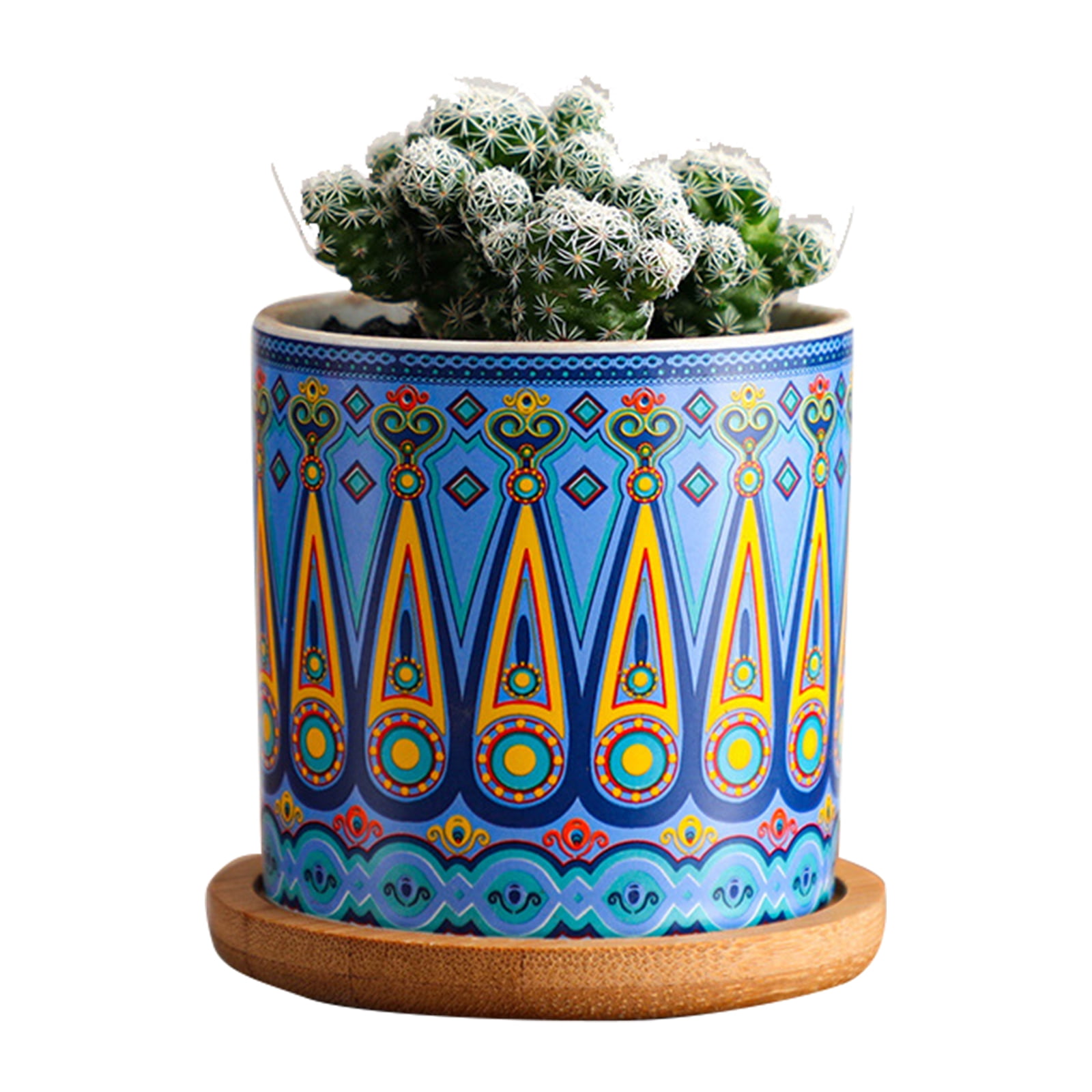 Plant Pot Cylindrical Flowerpot Geometric Pattern Simple Black White