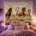 thumbnail image 2 of Four Galloping Horses in Golden Prairie, Majestic Illustration for Animal Lovers, Western Wall Art Decor, Housewarming Gift Tapestry Wall Hanging for Living Room and Bedroom, 2 of 7