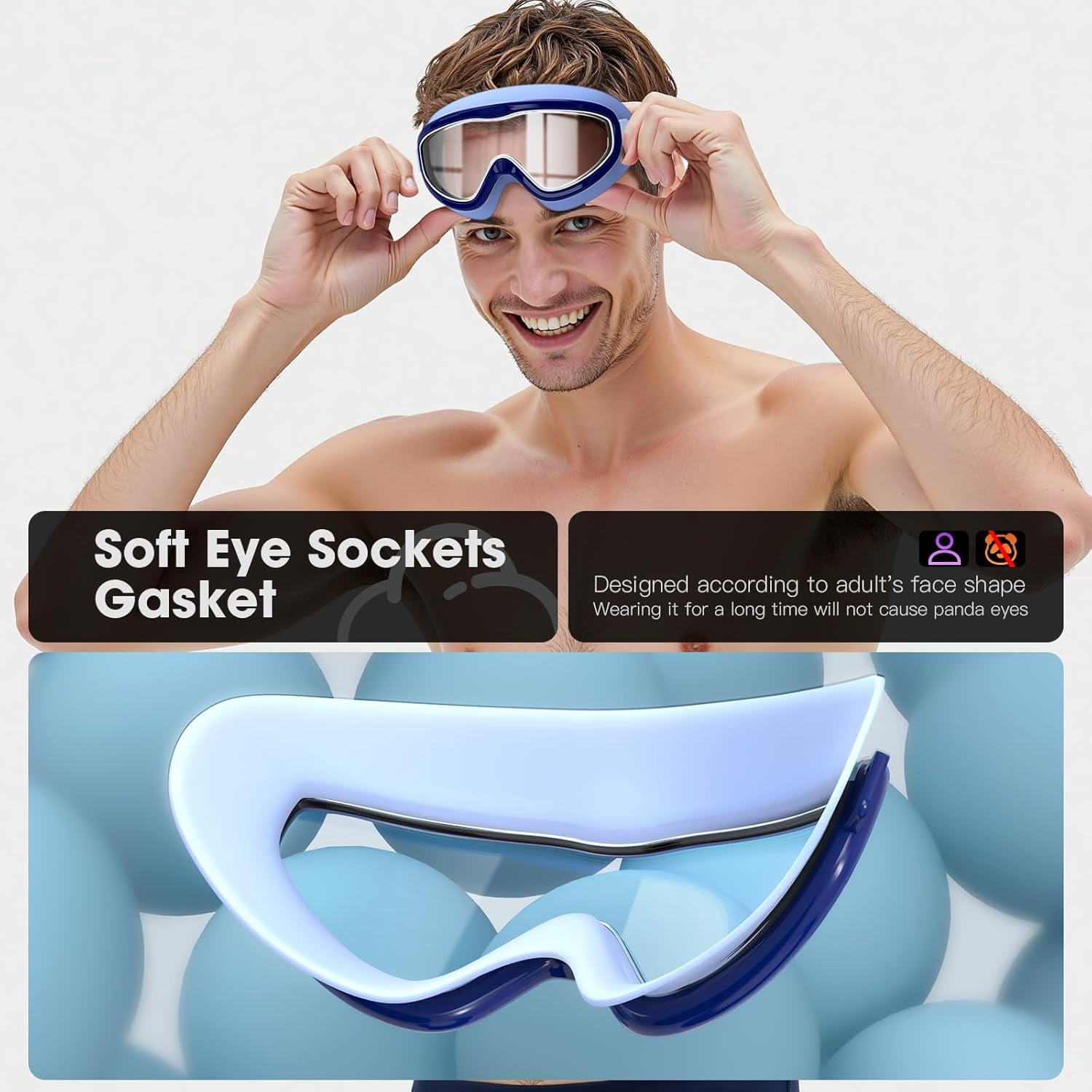 Swim Goggles, 2 Pack Wide View Swimming Goggles, UV Protection