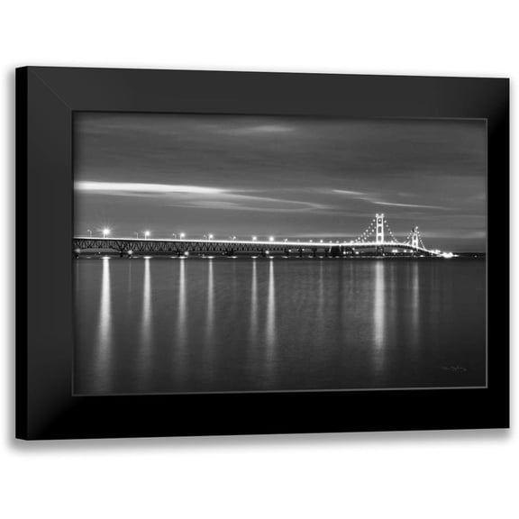 Majchrowicz, Alan 14x11 Black Modern Framed Museum Art Print Titled - Mackinac Bridge BW