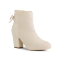 thumbnail image 1 of Unique Bargains Bottines à Talon Bloc Bout Rond pour Femmes avec Fermeture Éclair Beige US 8, 1 of 7