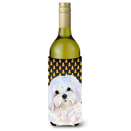 

Caroline s Treasures SS4275LITERK Maltese Candy Corn Halloween Portrait Wine Bottle Hugger Wine Bottle multicolor