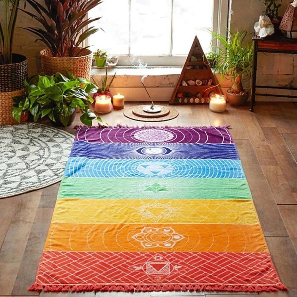 Home Decor 2PC Tapestry Beach Stripe Yoga Mat Blanket Hanging ...