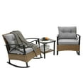 thumbnail image 3 of 3 Pieces Rocking Patio Bistro Set, Outdoor Patio Furniture with Thick Cushions and 2-Tier Coffee Table, Segmart Oversize Rattan Conversation Set for Garden, Balcony, Backyard, Poolside, 3 of 8