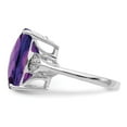 thumbnail image 4 of Sterling Silver Rhodium-plated Checker-Cut Amethyst & Diamond Ring, 4 of 5