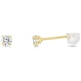 thumbnail image 4 of Tilo Jewelry 14K Yellow Gold Solitaire Round CZ Stud Post Earrings with Comfortable Silicone-backs | 3mm | Classic Everyday Earrings | Women, Men, Unisex, 4 of 9