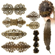 8pcs Vintage Metal Hair Clips, TSV Bronze Retro French Barrettes, Geometric Hollow Hair Pins for Women Girls, Hair Styling Accessories