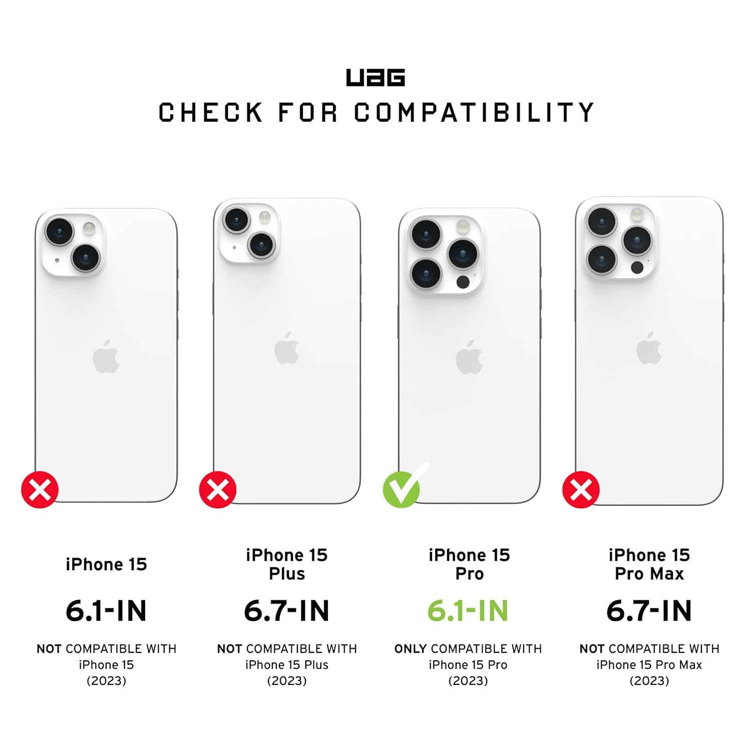 UAG iPhone 15 Pro Case 6.1" Plasma Ash Rugged Transparent Clear Military Grade Drop Tested Protective Cover by URBAN ARMOR GEAR