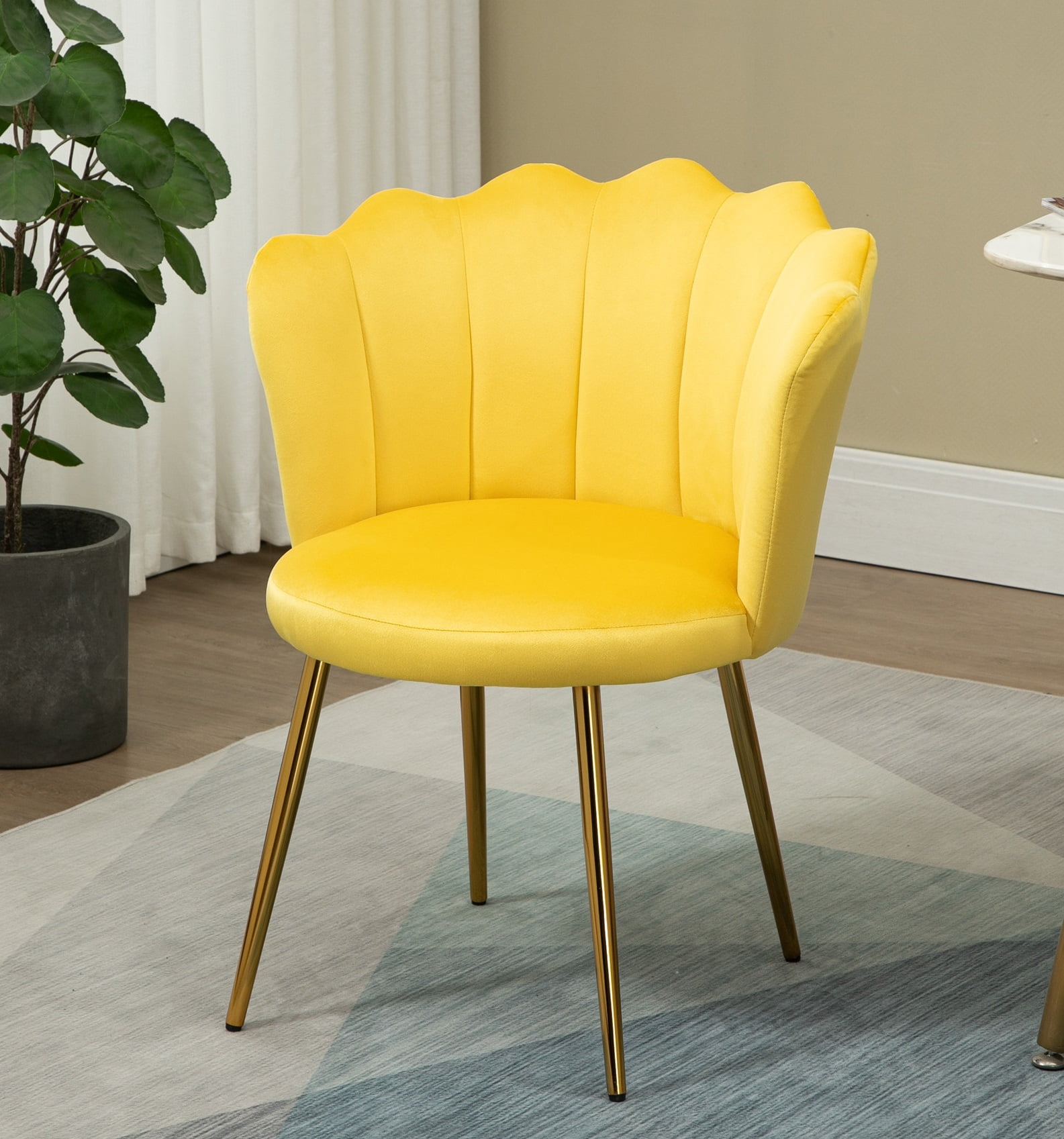 Modern Dining Chair, Accent Chair with Rose Golden Feet, Armchair