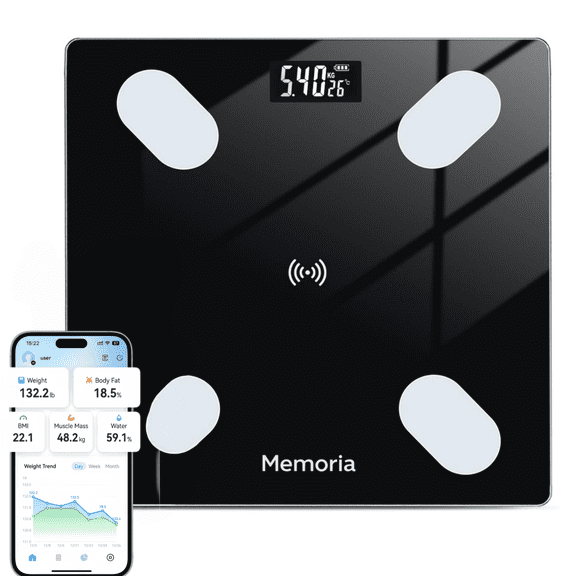 Memoria Smart Scale for Body Weight, Digital Bathroom Scale with App, 13 Metrics, 400 lbs