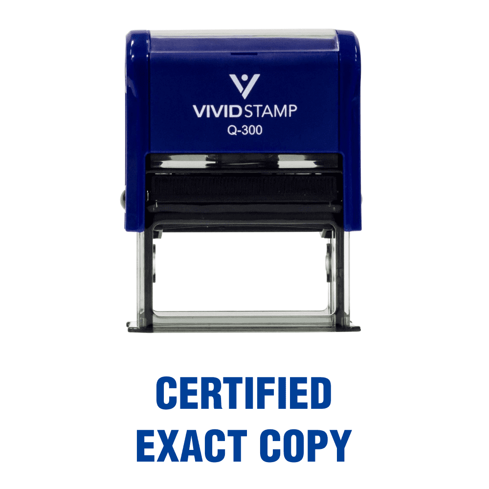 CERTIFIED EXACT COPY Self Inking Rubber Stamp (Blue Ink) Large