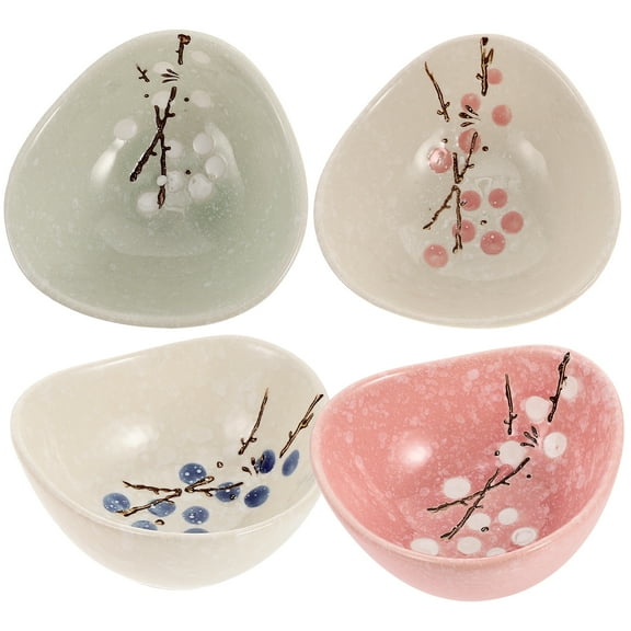 WRITWAA 4-Piece Ceramic Sauce Dish Set, Assorted Colors, Japanese Style Dipping Bowls for Serving and Storage