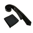 thumbnail image 2 of Unisex Casual Necktie Skinny Slim Narrow Neck Tie - Black & Men's Pocket Hanky Plain Color Square Hankerchief (Black), 2 of 6