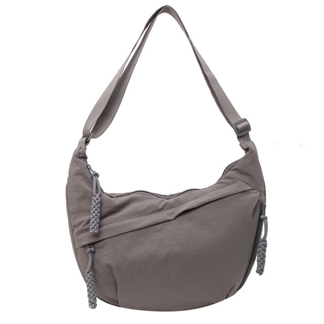 Nylon Shoulder Bag, Large Crossbody Purse, Slouchy Hobo Bag, Multipocket Organizer, Adjustable Strap, Everyday Essential, Versatile Carryall
