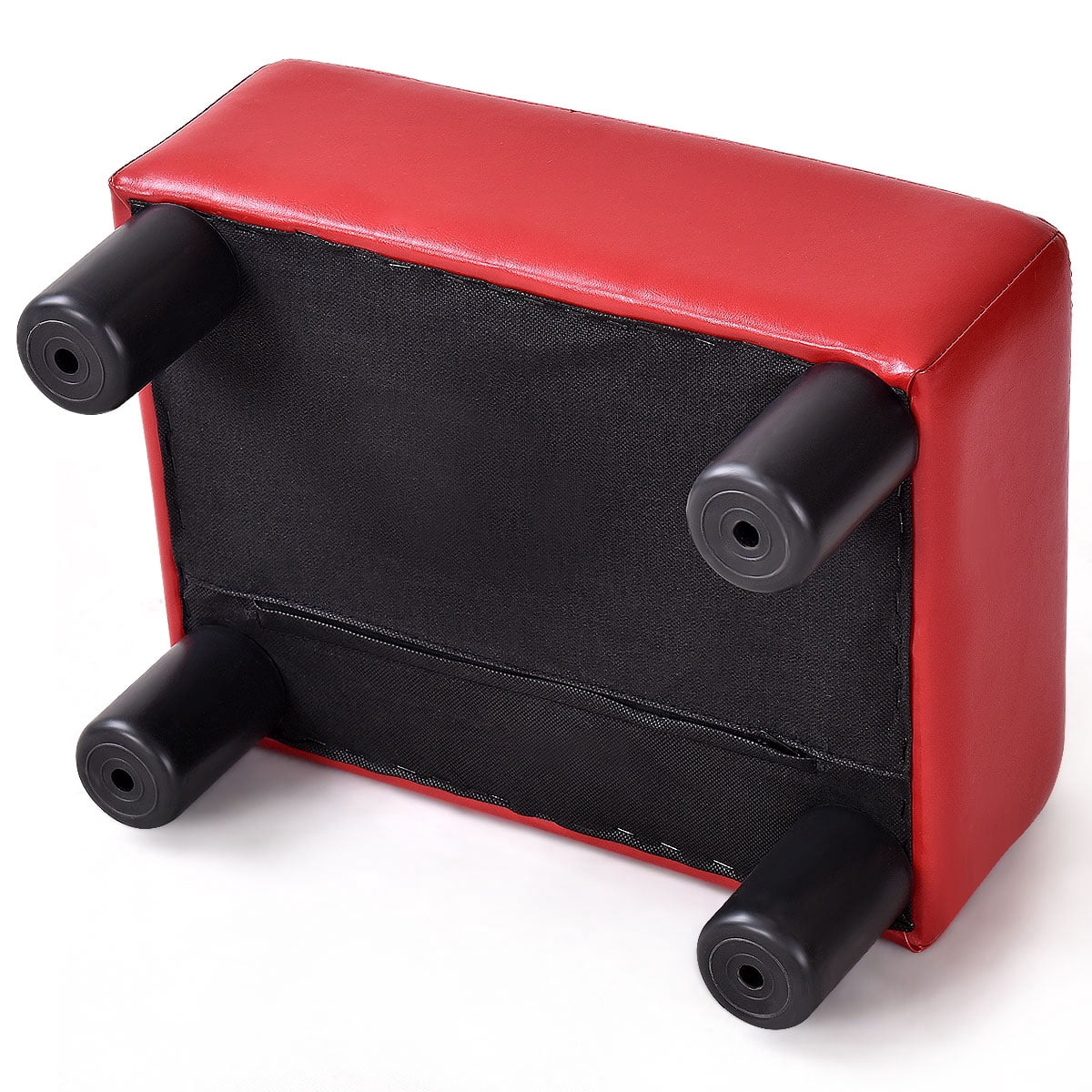 Gymax PU Leather Ottoman Footrest Small Stool Rectangular with Padded Seat Red