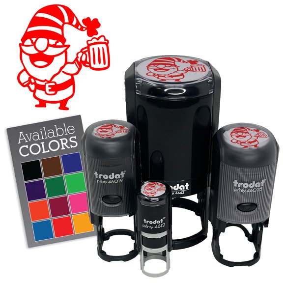 Saint Patricks Day Gnome with Clover Hat and Beer Mug Self-Inking Rubber Stamp Ink Stamper for Stamping Crafting Planners - Black Ink - Mini 1/2 Inch
