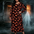 thumbnail image 3 of Women's Long Sleeve Casual Maxi Dress Spooky Skull Pumpkin Graphic Print Crewneck Flowy Fall Dresses Halloween Party Festival Costumes Everyday Apparel, 3 of 8