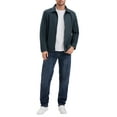 thumbnail image 2 of INSPIRE CHIC Men's Long Sleeve Lapel Full Zip Up Solid Color Casual Lined Jacket M Dark Blue, 2 of 6