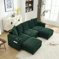 thumbnail image 3 of 109.4 '' Sectional Sofa, U-shaped Modular Sofa Cloud Couch With Ottoman and USB，Green, 3 of 7