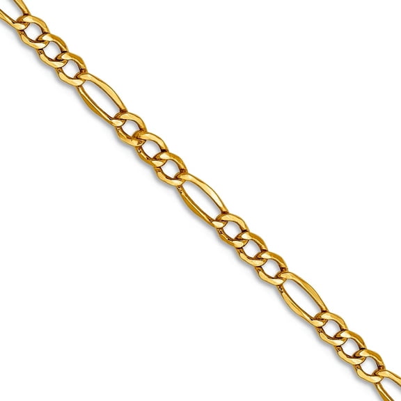 14k Yellow Gold 2.5mm Semi-solid Figaro Chain Necklace 22 Inch Chain Necklace for Women and Men