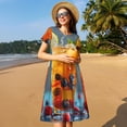 thumbnail image 4 of Balery Refreshing Fruit Infused Drinks Pattern Womens Dresses Loose Short sleeve Sundresses Swimsuit Coverup 2025 Summer Casual Dress for Women - A-Line Swing Dress, 4 of 6