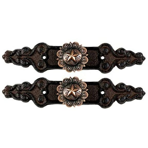 Urbalabs Cast Iron Copper Large Concho Star Knobs Kitchen Cabinet Handles and Drawer Pulls Antique Country Home Rustic Decor Farmhouse Cabinet Handle Western Dresser Pulls