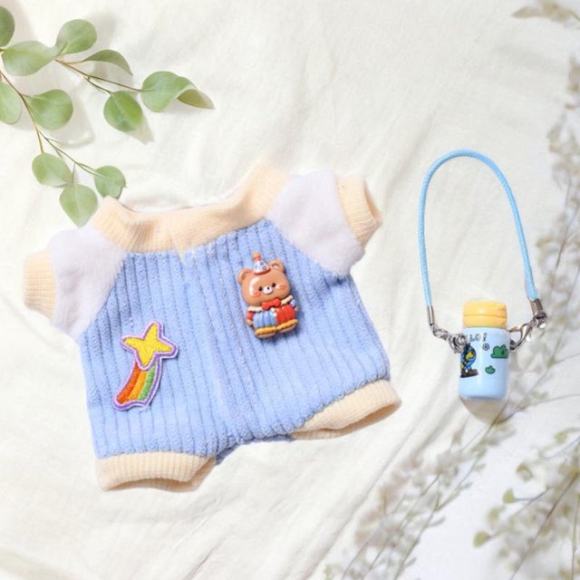 Ropa de muñeca de peluche Baoblaze 15 y 17cm ropa para muñeca con hervidor disfraces accesorios para muñecos de peluche azul