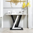 thumbnail image 6 of Williamspace 47.2" Modern Console Table, Sintered Stone Sofa Table Narrow Long Entryway Table with Metal Base, Exquisite Shaped Accent Table for Hallway Entrance Corridor Living Room Office, Black, 6 of 6