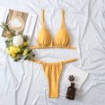 thumbnail image 3 of Traje de baño de bikini de 2 piezas para mujer con tirantes finos, ropa interior superior, traje de baño elástico y transpirable, traje de baño amarillo S, 3 of 4