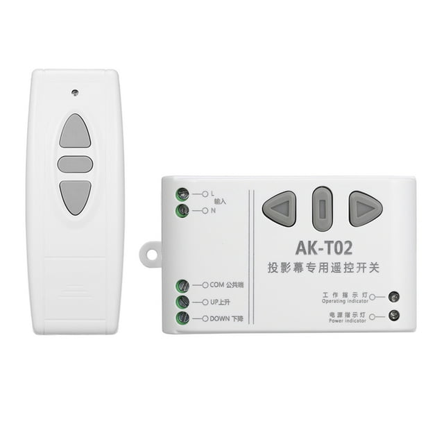 Tignapoo Récepteur Sans Fil Double Canal avec Télécommande - Code d'Apprentissage 433MHz pour Contrôle Moteur, Écrans de Projecteur, Rideaux, Portes de Garage - Modèle AK-C200104+AK-ABC-3, Inclut 1 Ou 2