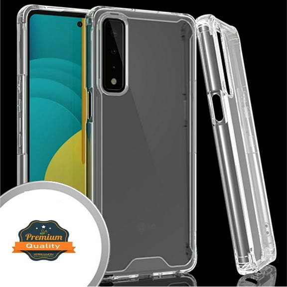 Xpression Case for LG Stylo 7 (5G, 4G) /FH50 [Shock-Absorption] Rugged Hybrid Defender Rubber Gummy TPU Clear Hard Back Protective Phone Cover [Transparent]