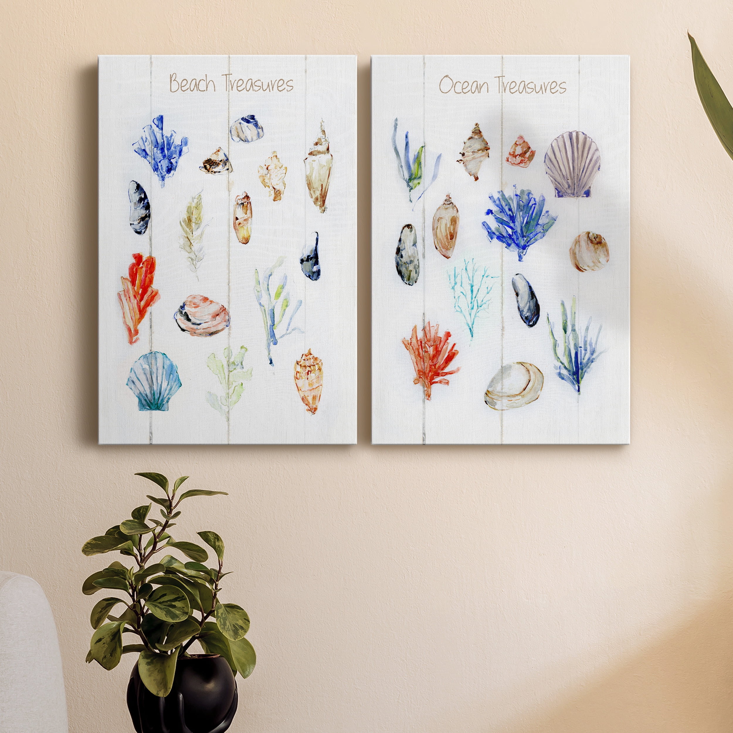 Beach Treasures Premium Gallery Wrapped Canvas - Ready to Hang - Set of 2 - 18 x 27 Each