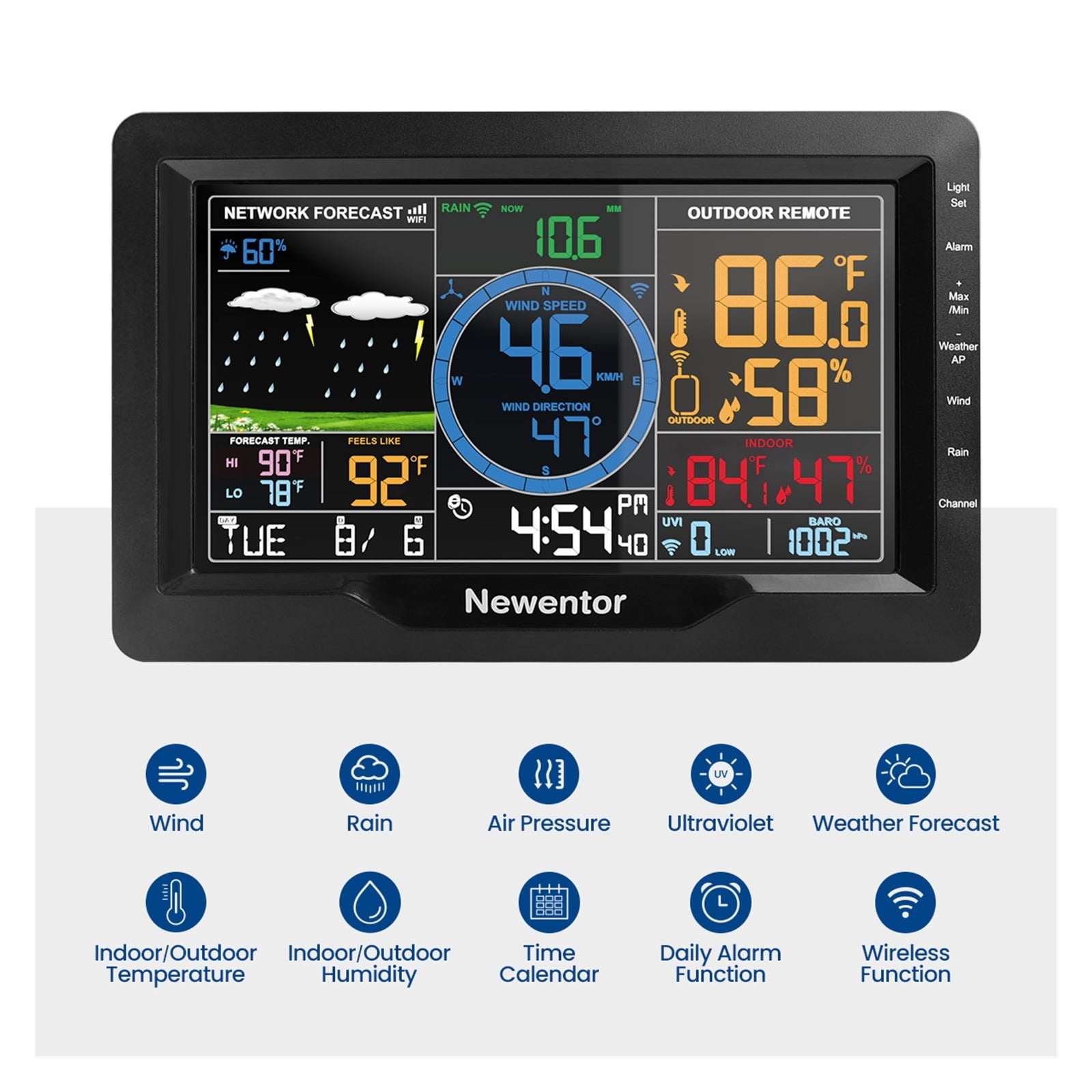 Wireless Digital Weather Station Professional App Outdoor Forecast With Temperature Humidity Sensor Rain Gauge Wind Speed ,Easy to Install