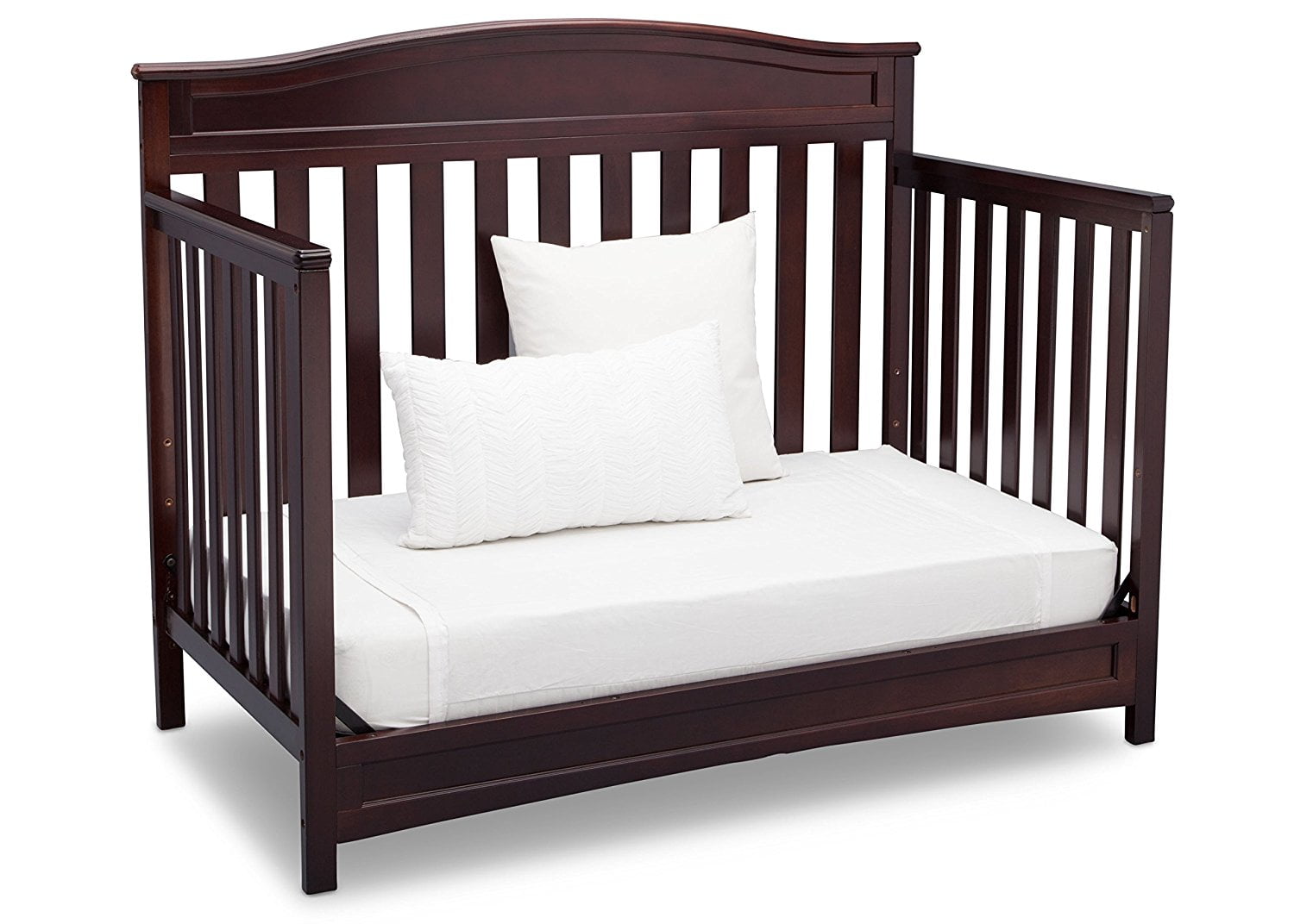 Delta Children Emery 4-in-1 Convertible Baby Crib - Greenguard Gold Certified - Converts to Toddler Bed, Daybed, Full Size Bed - 3 Adjustable Heights - Easy to Assemble Wooden Crib, Dark Chocolate