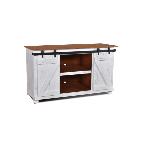 Crafters and Weavers Westgate 60" Sliding Barn Door TV Stand in White
