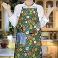 thumbnail image 6 of Pioneer Flower Floral Print Pattern Cotton Linen Apron with Pockets, Waterproof Adjustable, 33x27 Inch for Kitchen, Gardening, BBQ, Salon, 6 of 6