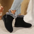 thumbnail image 5 of Women's Wedge Ankle Boots Suede Side Zip Fur Lined Booties Round Toe Flats Fall Winter Casual Everyday Comfortable Shoes Black 7.5, 5 of 9