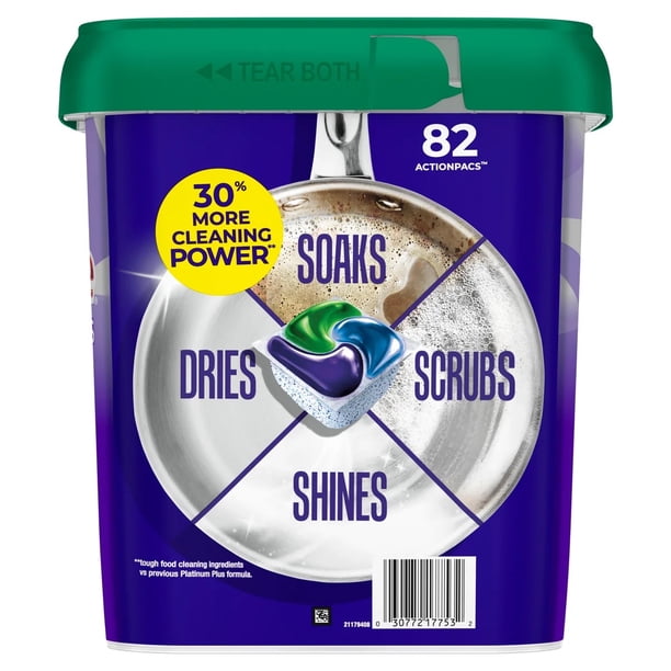 Cascade Platinum Plus Dishwasher ActionPacs, Fresh Scent, 82 Count