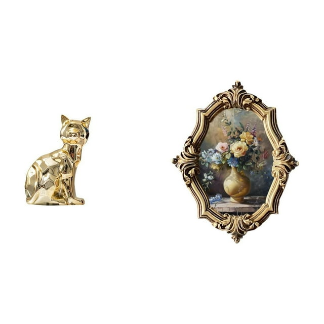 Figura de escritorio,Estatua de gato en estante,escritorio,oficina,decoración del hogar,Marco de fotos,Marco de fotos para decoración del hogar. Exhibidor de fotos.,Marco de fotos de