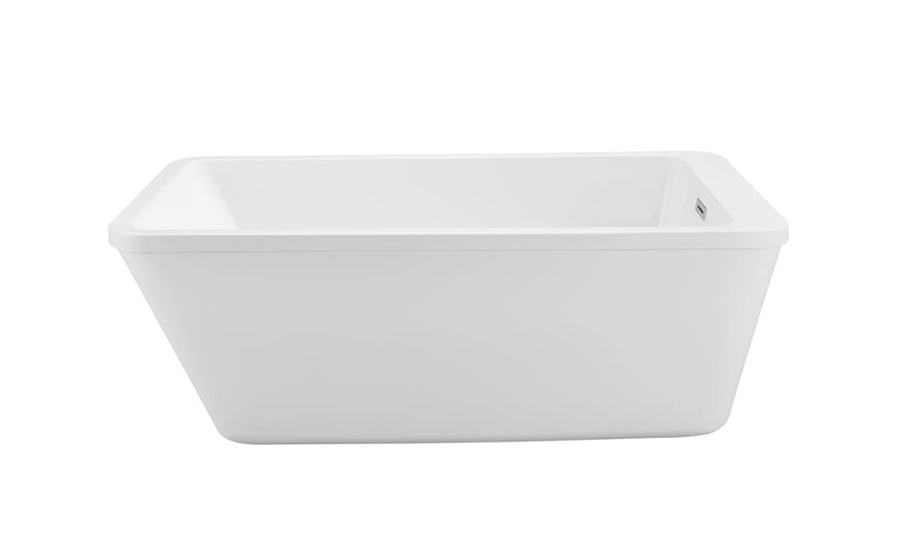 White Acrylic Freestanding Clawfoot Bathtub, 60 Inches