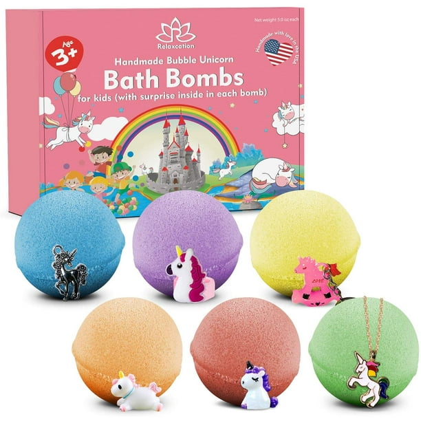 Relaxcation Unicorn Bath Bombs For Kids with Surprises Toys Inside