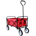thumbnail image 2 of Collapsible Wagon with Wheels, SEGMART Garden Cart Foldable Wagon, Wagon for Groceries with Cup Holder, Grocery Wagon with Adjustable Handle, Beach Wagon for Sand Park Garden Camping, Red, H858, 2 of 15