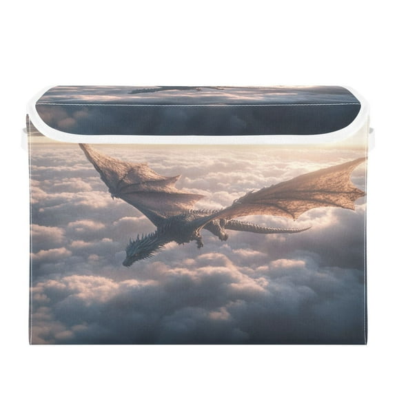 Storage Box With Lid 16.5x12.6x11.8In Foldable Stacked Household Storage Box Sky Dragon