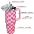 thumbnail image 2 of Baiheyi 40 oz Checkerboard Stainless Steel Travel Mug, Pink Checkered, 2 of 6